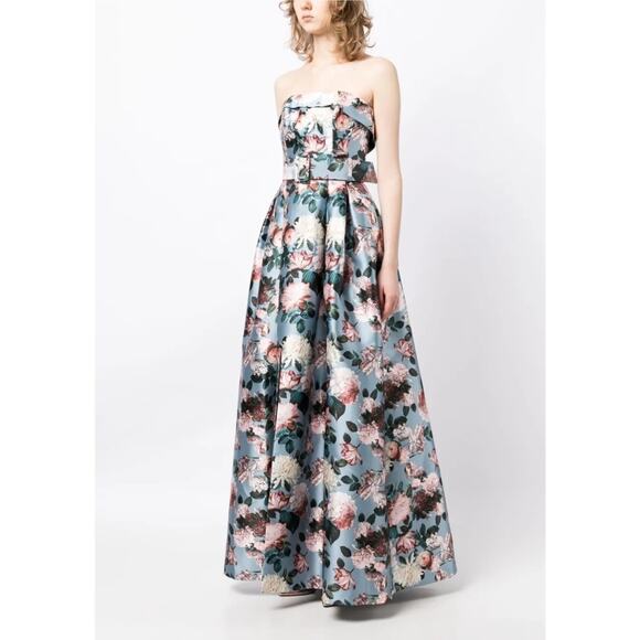 Sachin + Babi Dresses & Skirts - $900 Sachin And Babi Ice Blue Garden Strapless Floral Envelope Brielle Gown 6